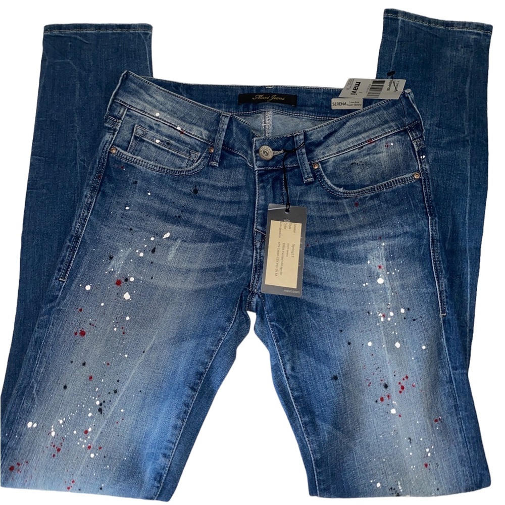 MAVI SERENA LOW RISE SUPER SKINNY JEANS W/PAINTED STARS •WOMENS•NWT